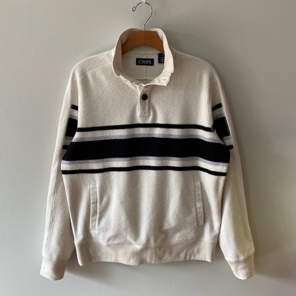 Chaps Ralph Lauren Men's Cream and Black Sweater